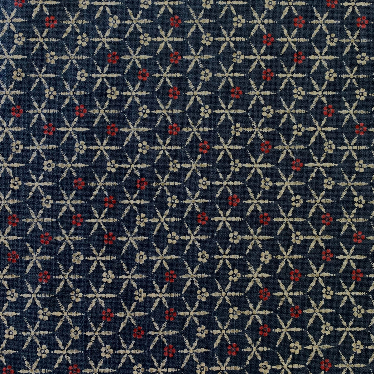 Kurenai - Asanoha w/Blossoms - Blue (Rustic Weave)