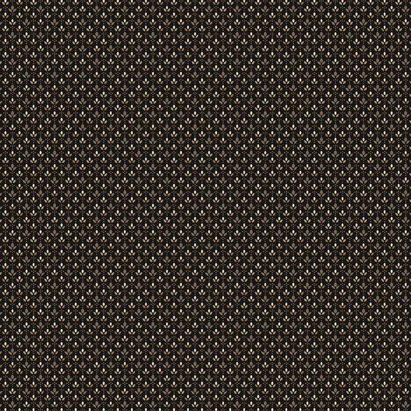 Marcus Fabrics - Black Sheep Cottons - Flowers In A Row - Black - de Pam Buda