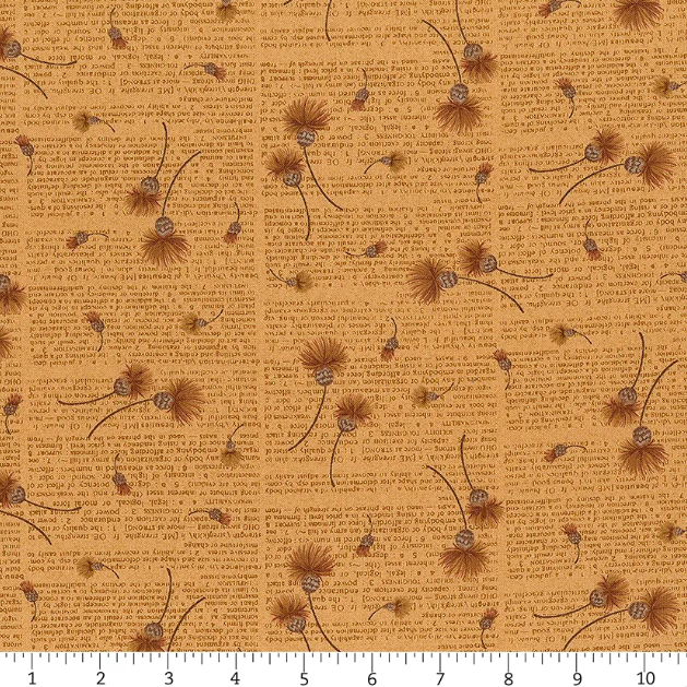 Henry Glass Fabrics - Thistle & Rye - Orange Dictionary - by Janet Rae Nesbitt