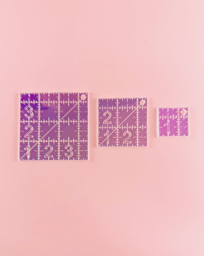 Feral Notions - Mini Squares Set - Iridescent Quilting Rulers