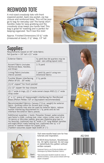 Noodlehead - Redwood Tote Pattern - by Anna Graham