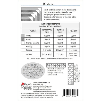 Canuck Quilter - Brochettes Placemat and Runner Pattern - by Joanne Kerton