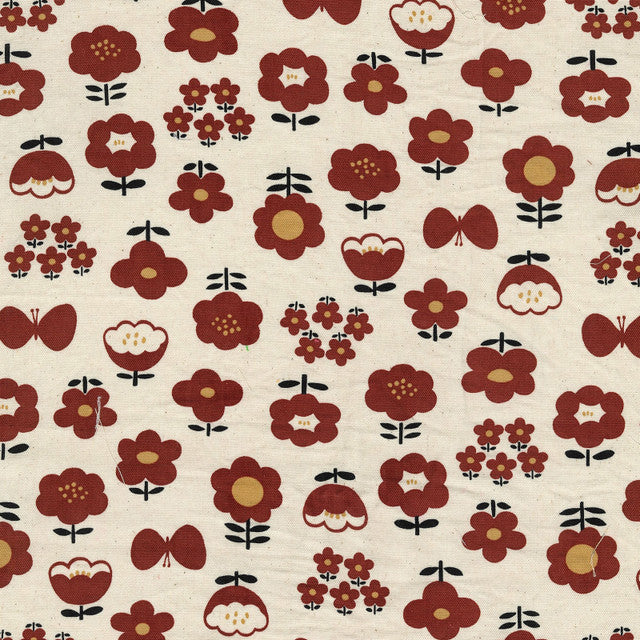 Kokka - Nordic Girl Garden Cotton Oxford - Red