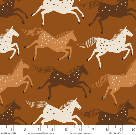 Cotton + Steel - Wild & Free - Wild Horses - Delightful Golden Canvas Fabric