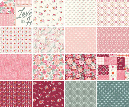 Camelot Fabrics - 5"X5" Precut Charm Pack - Blooming Hearts- by Gabrielle Neil