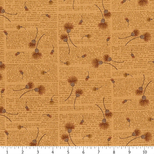 Henry Glass Fabrics - Thistle & Rye - Orange Dictionary - by Janet Rae Nesbitt