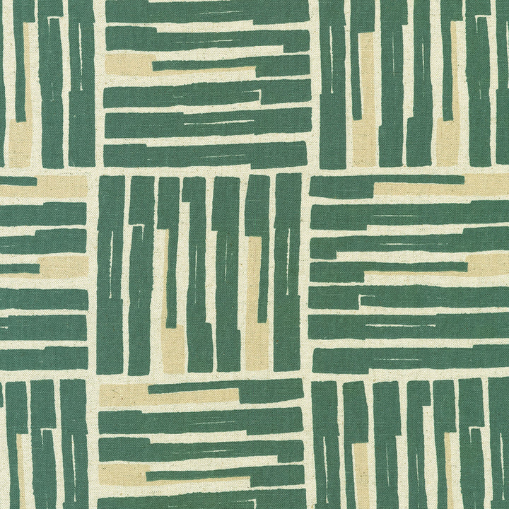 Robert Kaufman Fabrics - Cotton Flax Canvas - Orchard Run - Squares Ocean - by Anna Graham
