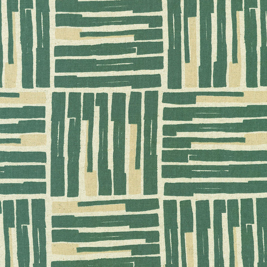 Robert Kaufman Fabrics - Cotton Flax Canvas - Orchard Run - Squares Ocean - by Anna Graham