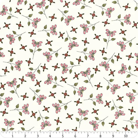 Henry Glass Fabrics - Pocketful of Posies - Tossed Flowers and Buds - Cream - by Gail Pan