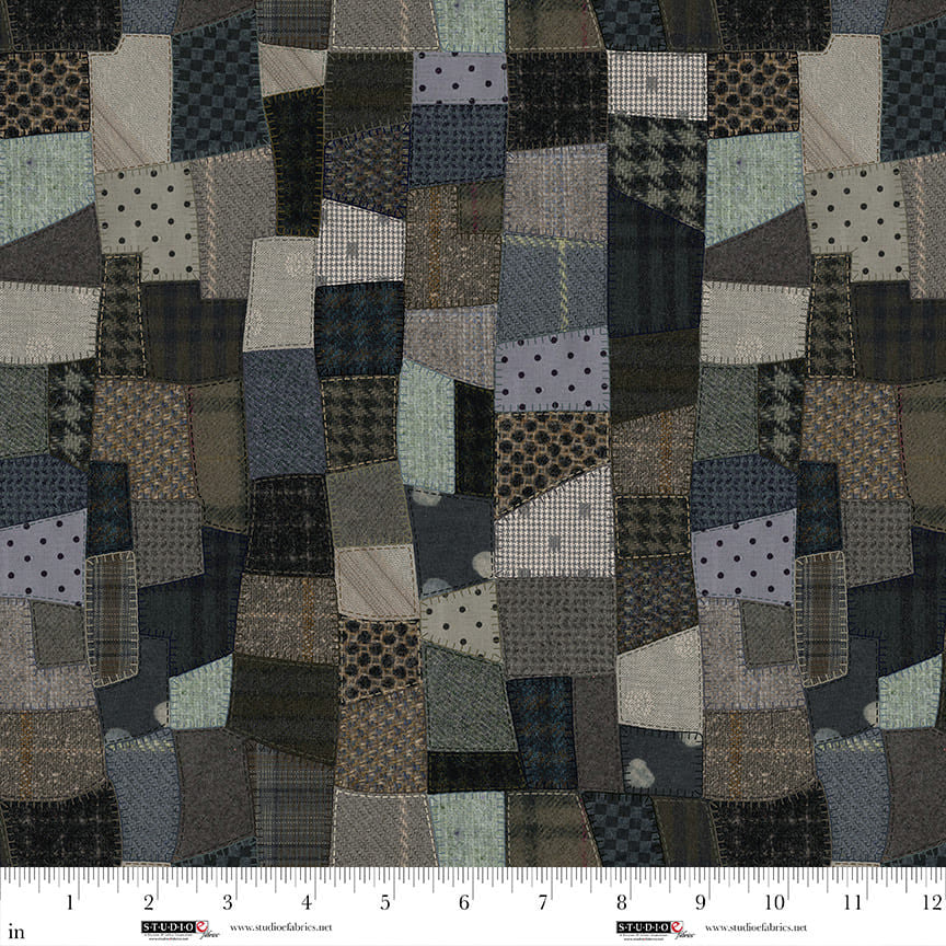 Studio E - Snowy Days & Frosty Nights - Blanket Stitch Patchwork - Slate - by Kathi Campbell