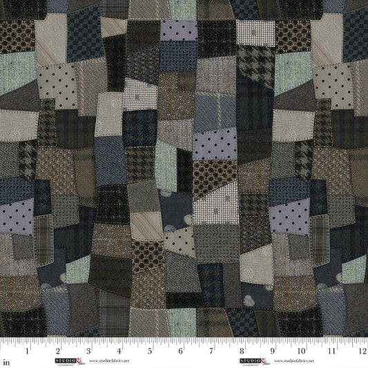 Studio E - Snowy Days & Frosty Nights - Blanket Stitch Patchwork - Slate - by Kathi Campbell