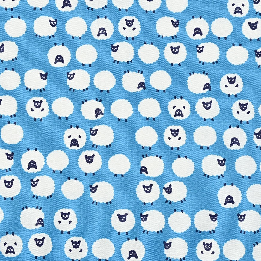 Kokka - Simply Palette Sheep Prints - Cotton Oxford - Blue