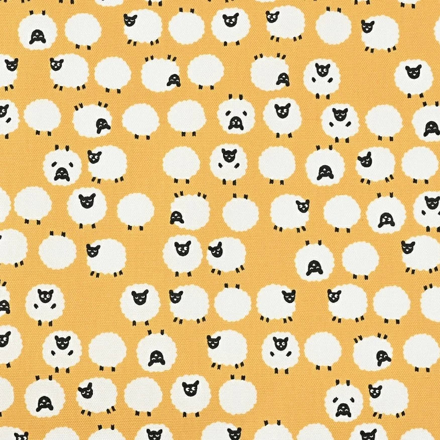 Kokka - Simply Palette Sheep Prints - Cotton Oxford - Yellow